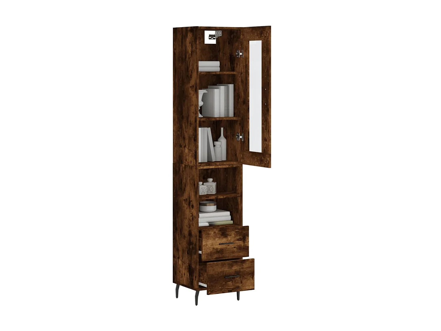 Buffet haut Chêne fumé 34,5x34x180 cm Bois d'ingénierie QWE52843