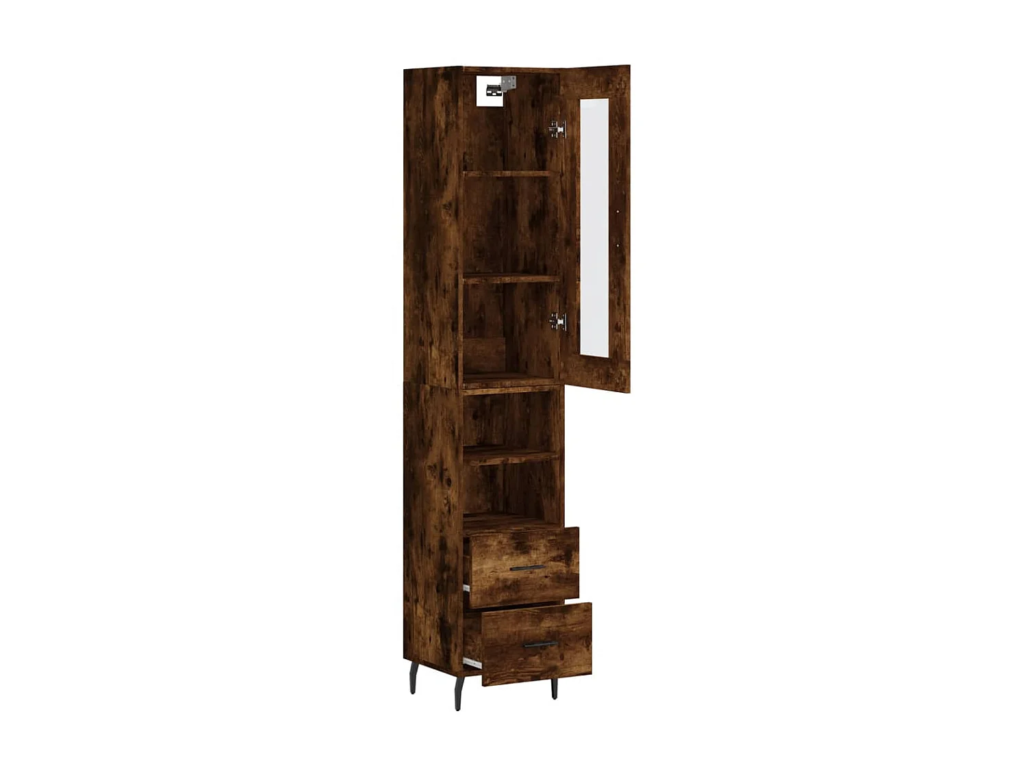 Buffet haut Chêne fumé 34,5x34x180 cm Bois d'ingénierie QWE52843
