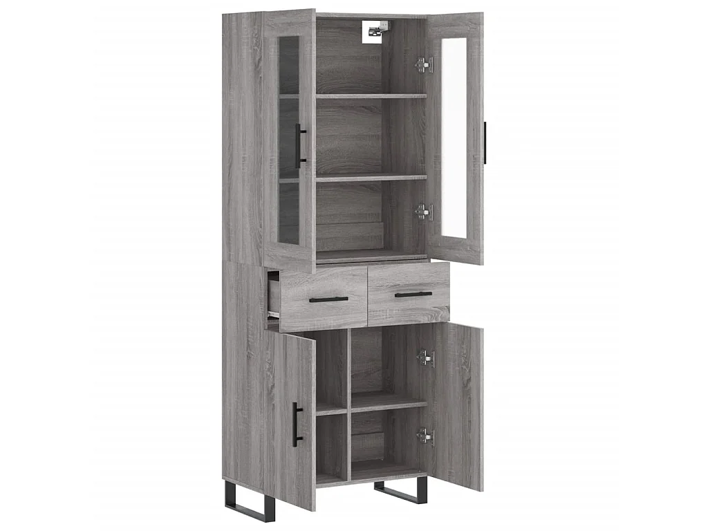 Buffet haut Sonoma gris 69,5x34x180 cm Bois d'ingénierie QWE14644