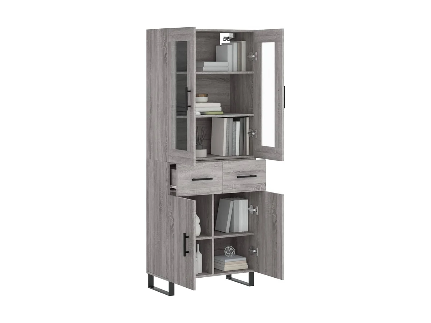 Buffet haut Sonoma gris 69,5x34x180 cm Bois d'ingénierie QWE14644