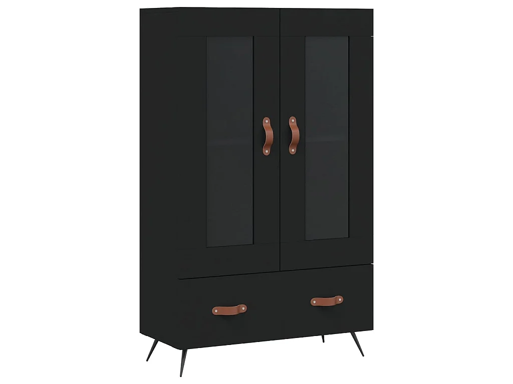Buffet haut noir 69,5x31x115 cm bois d'ingénierie QWE19113