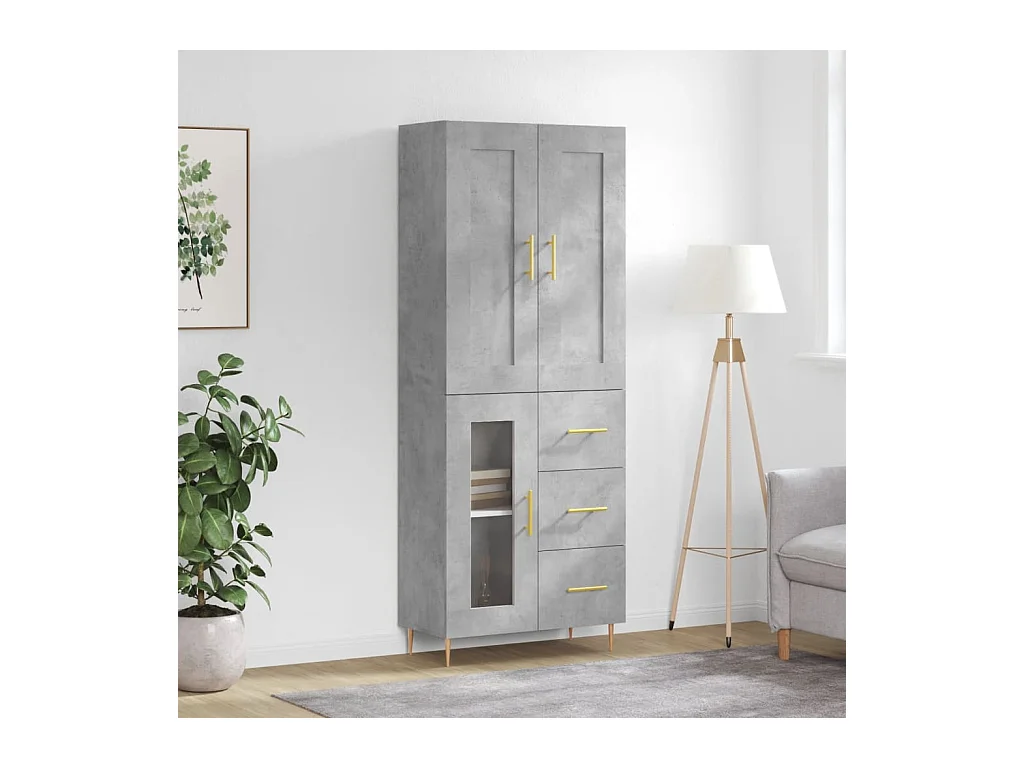 Highboard,Kommode Betongrau 69,5x34x180 cm Holzwerkstoff -gkd568461