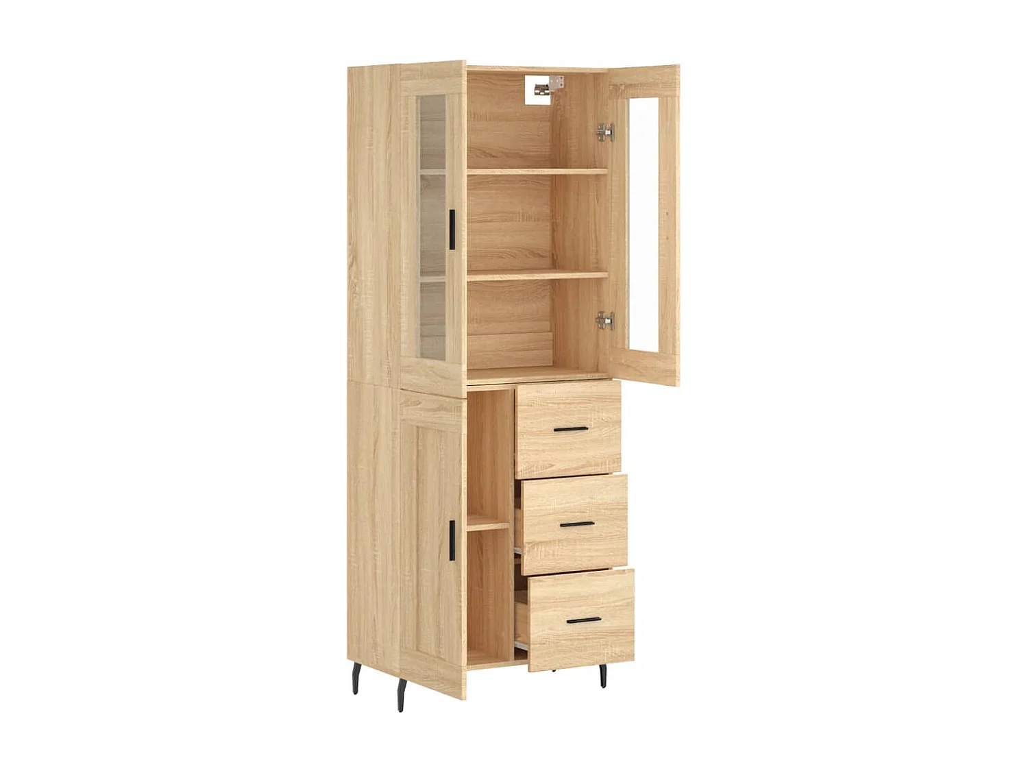 Buffet haut Chêne sonoma 69,5x34x180 cm Bois d'ingénierie QWE40196