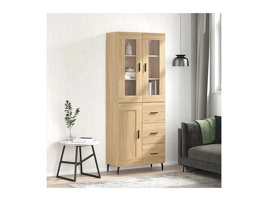 Buffet haut Chêne sonoma 69,5x34x180 cm Bois d'ingénierie QWE40196