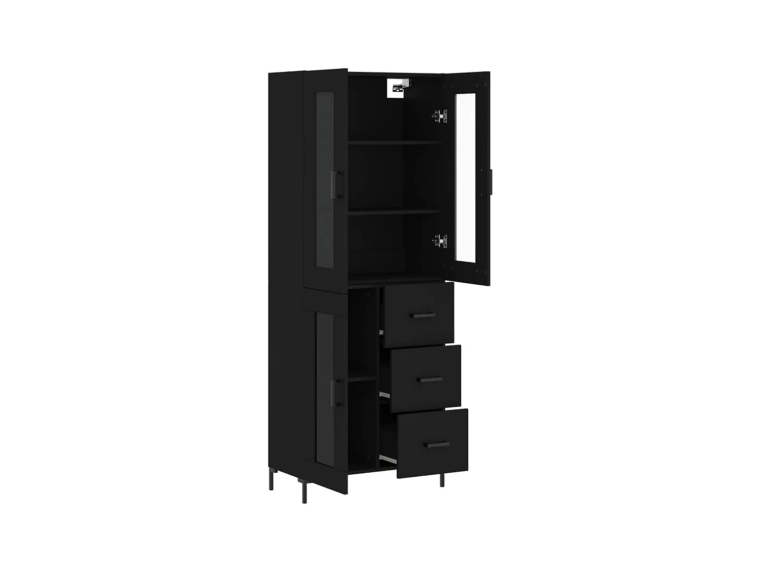 Highboard,Kommode Schwarz 69,5x34x180 cm Holzwerkstoff -gkd718317