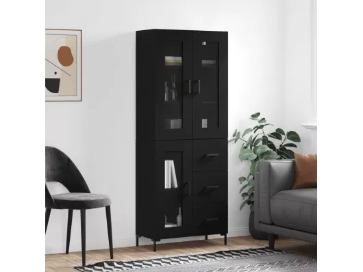 Kauf Unique Highboard,Kommode Schwarz 69,5x34x180 cm Holzwerkstoff -gkd718317