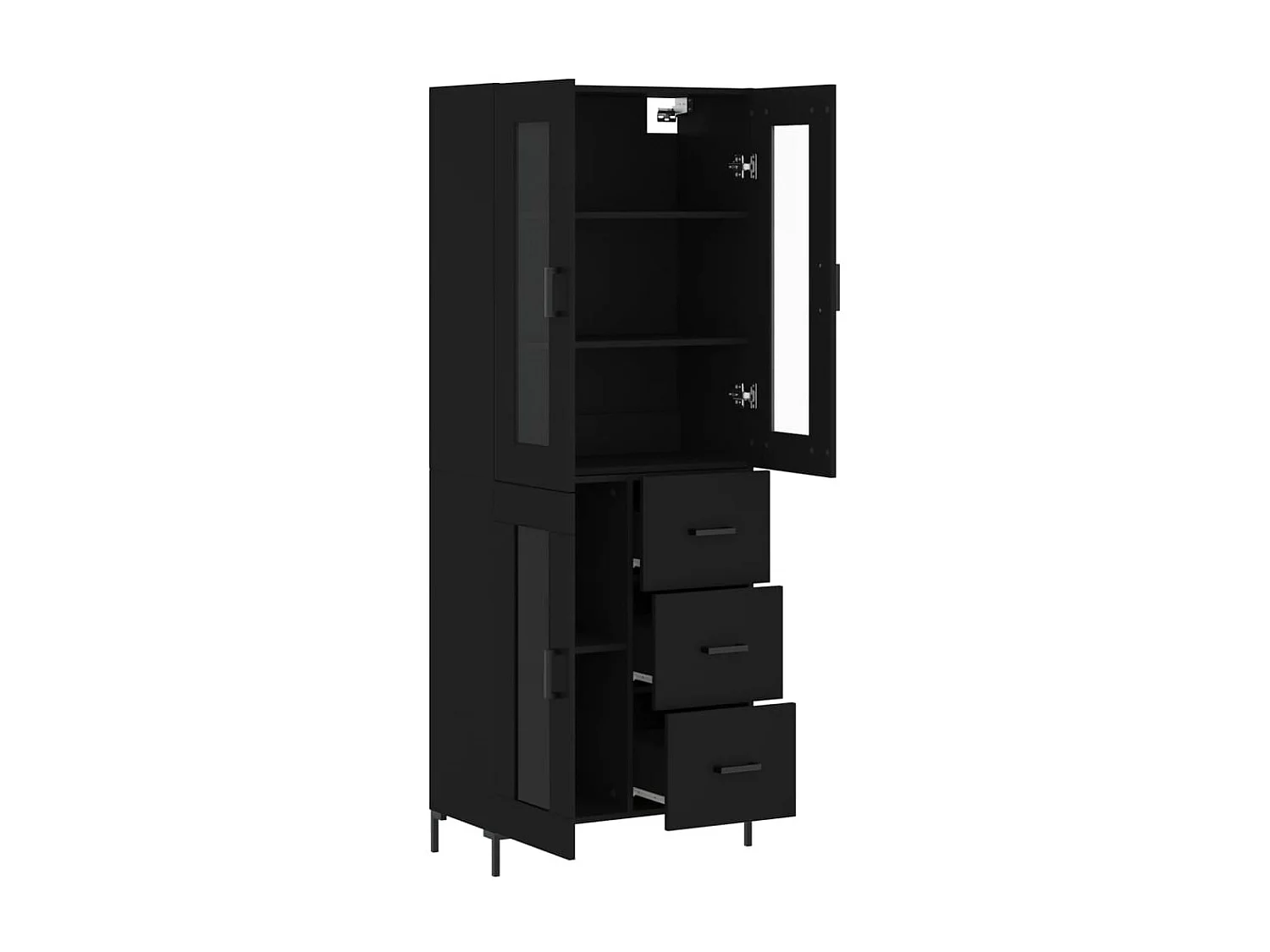 Highboard,Kommode Schwarz 69,5x34x180 cm Holzwerkstoff -gkd718317