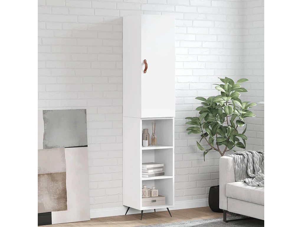 Buffet haut Blanc 34,5x34x180 cm Bois d'ingénierie QWE24892