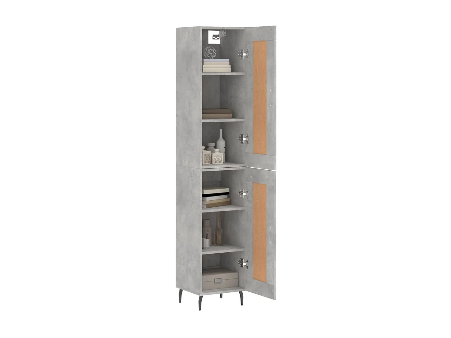 Buffet haut Gris béton 34,5x34x180 cm Bois d'ingénierie QWE80006
