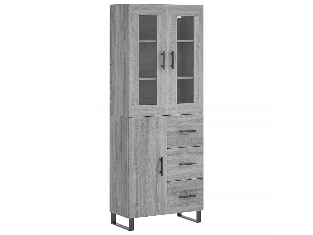 Buffet haut Sonoma gris 69,5x34x180 cm Bois d'ingénierie QWE42571