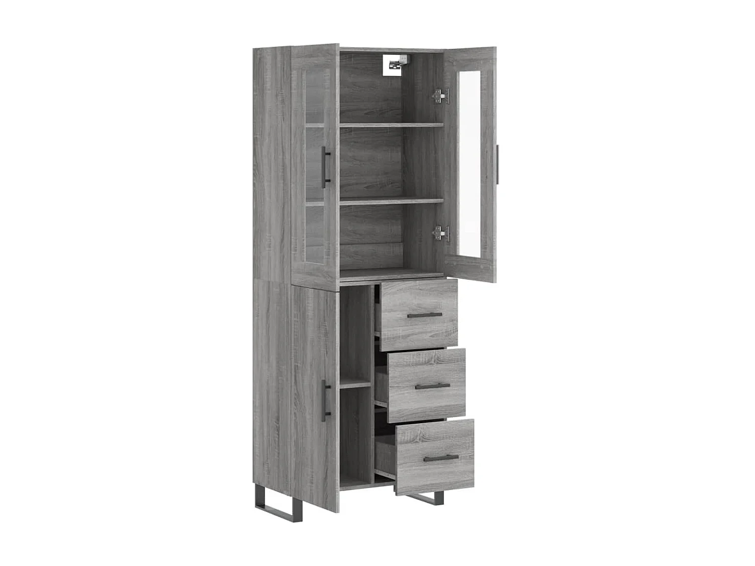 Buffet haut Sonoma gris 69,5x34x180 cm Bois d'ingénierie QWE42571