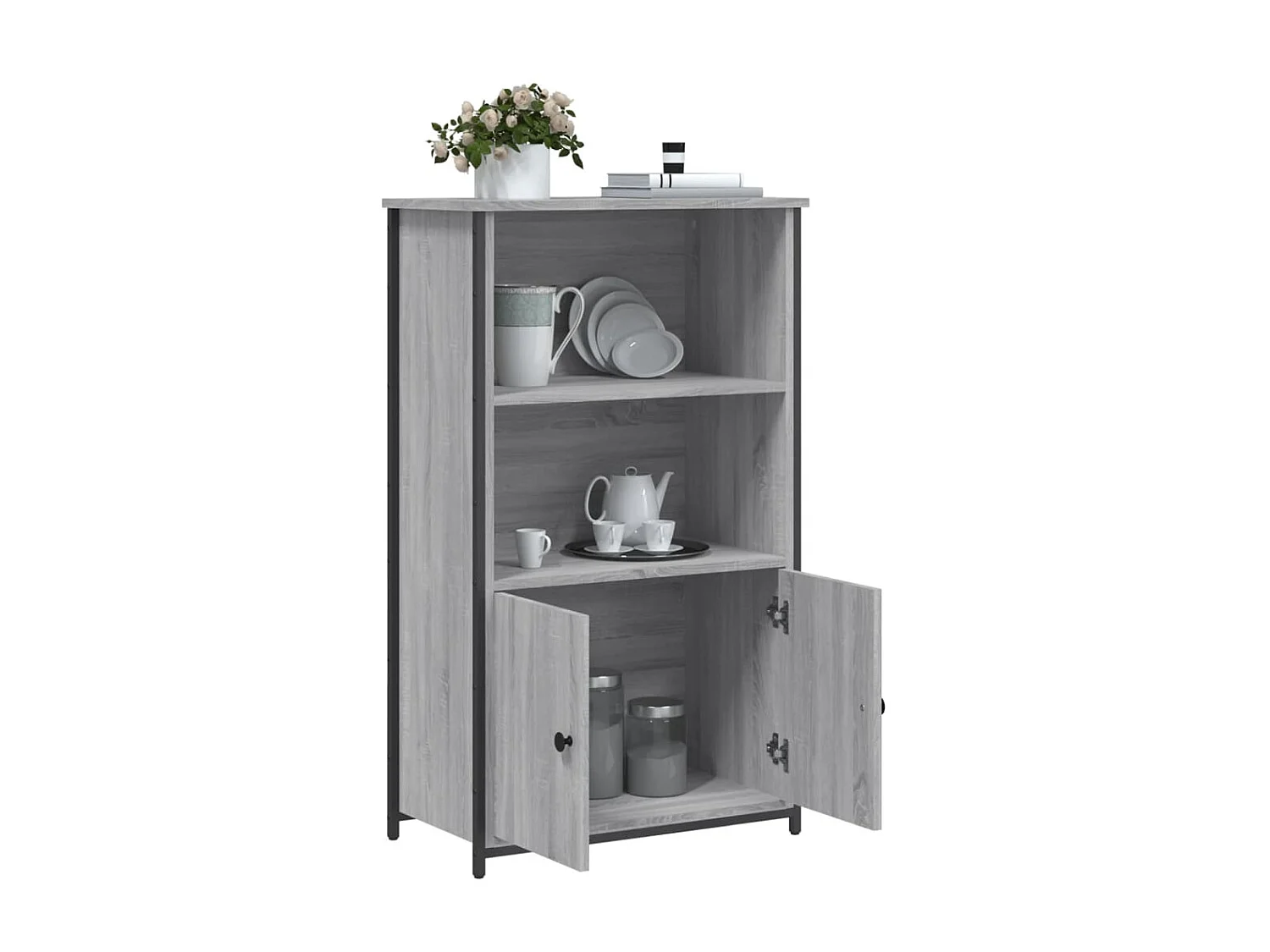 Highboard,Kommode Grau Sonoma 62x32x103,5 cm Holzwerkstoff -gkd661729