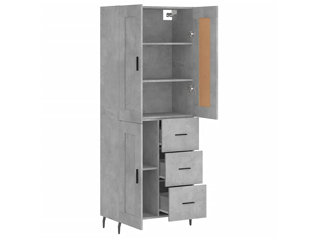Aparador alto madera contrachapada gris hormigón 69,5x34x180 cm ES13870