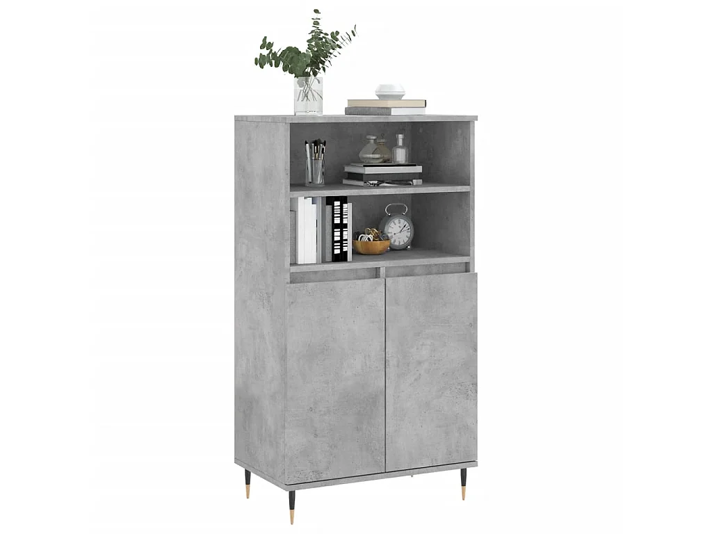 Buffet haut Gris béton 60x36x110 cm Bois d'ingénierie QWE32950