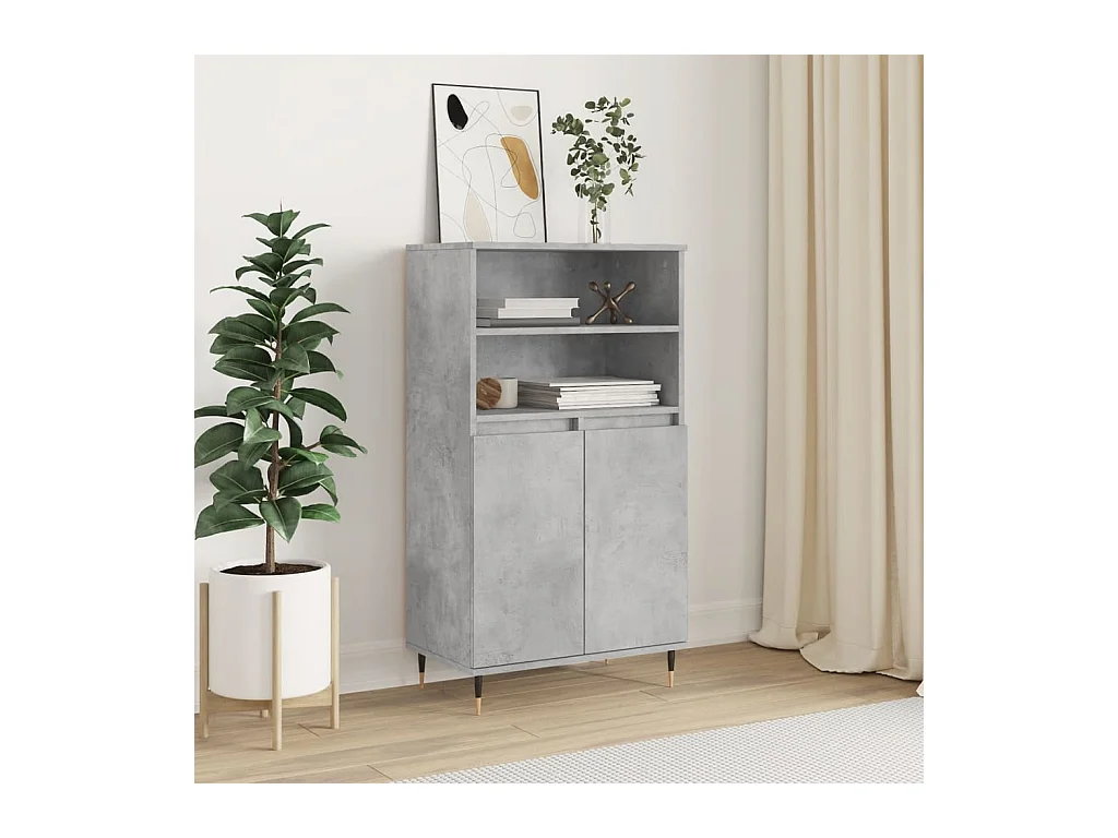 Buffet haut Gris béton 60x36x110 cm Bois d'ingénierie QWE32950