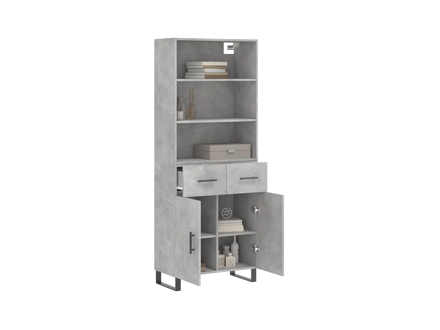 Highboard,Kommode Betongrau 69,5x34x180 cm Holzwerkstoff -gkd282117