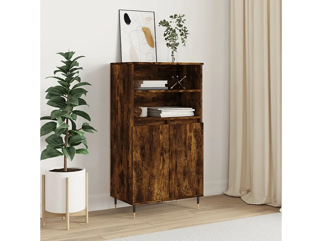 Highboard,Kommode Räuchereiche 60x36x110 cm Holzwerkstoff -gkd24118