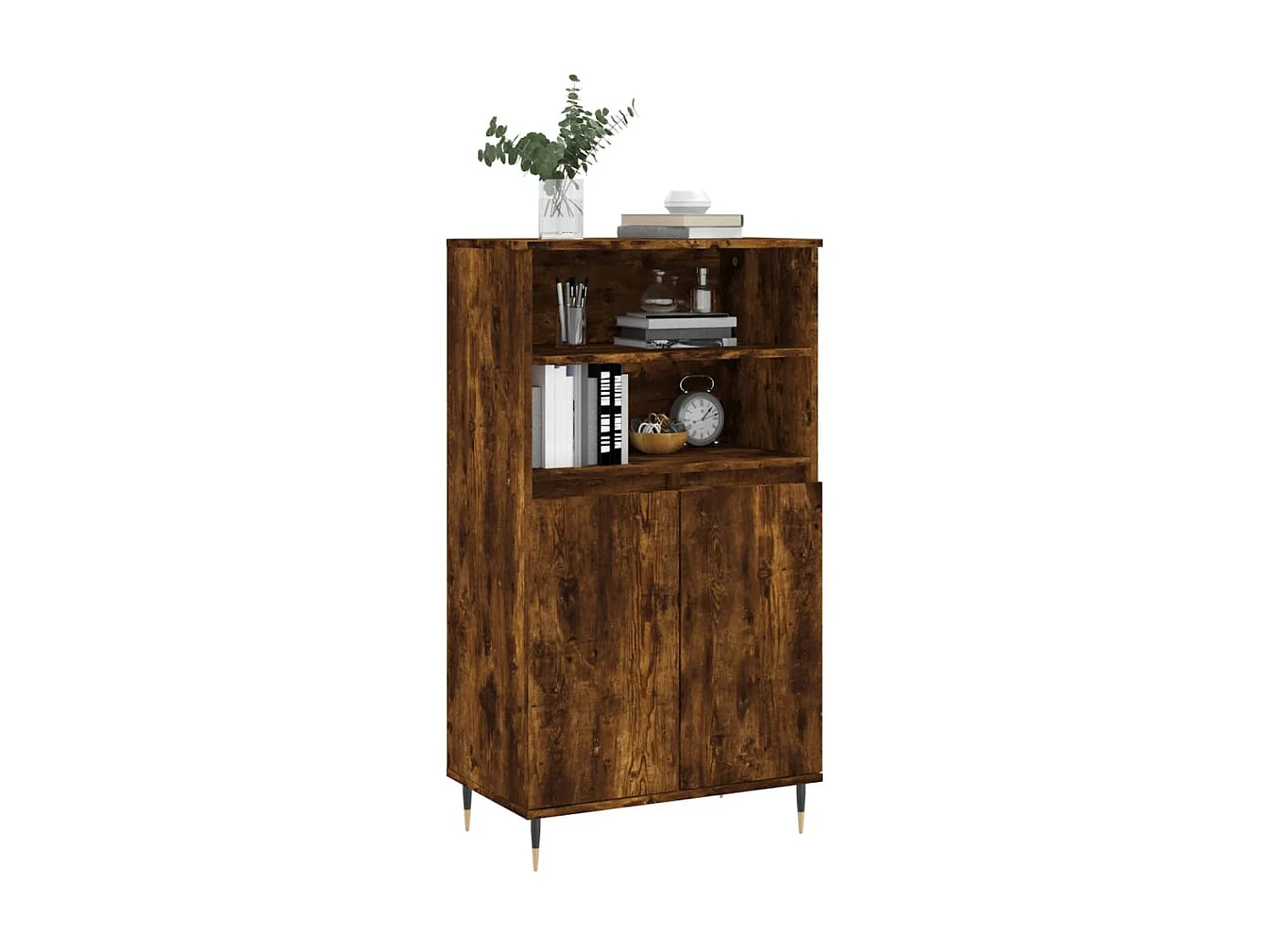 Buffet haut Chêne fumé 60x36x110 cm Bois d'ingénierie QWE65215
