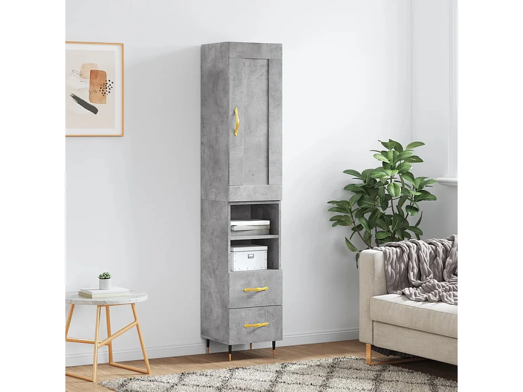 Aparador de madera contrachapada gris hormigón 34,5x34x180 cm ES43040