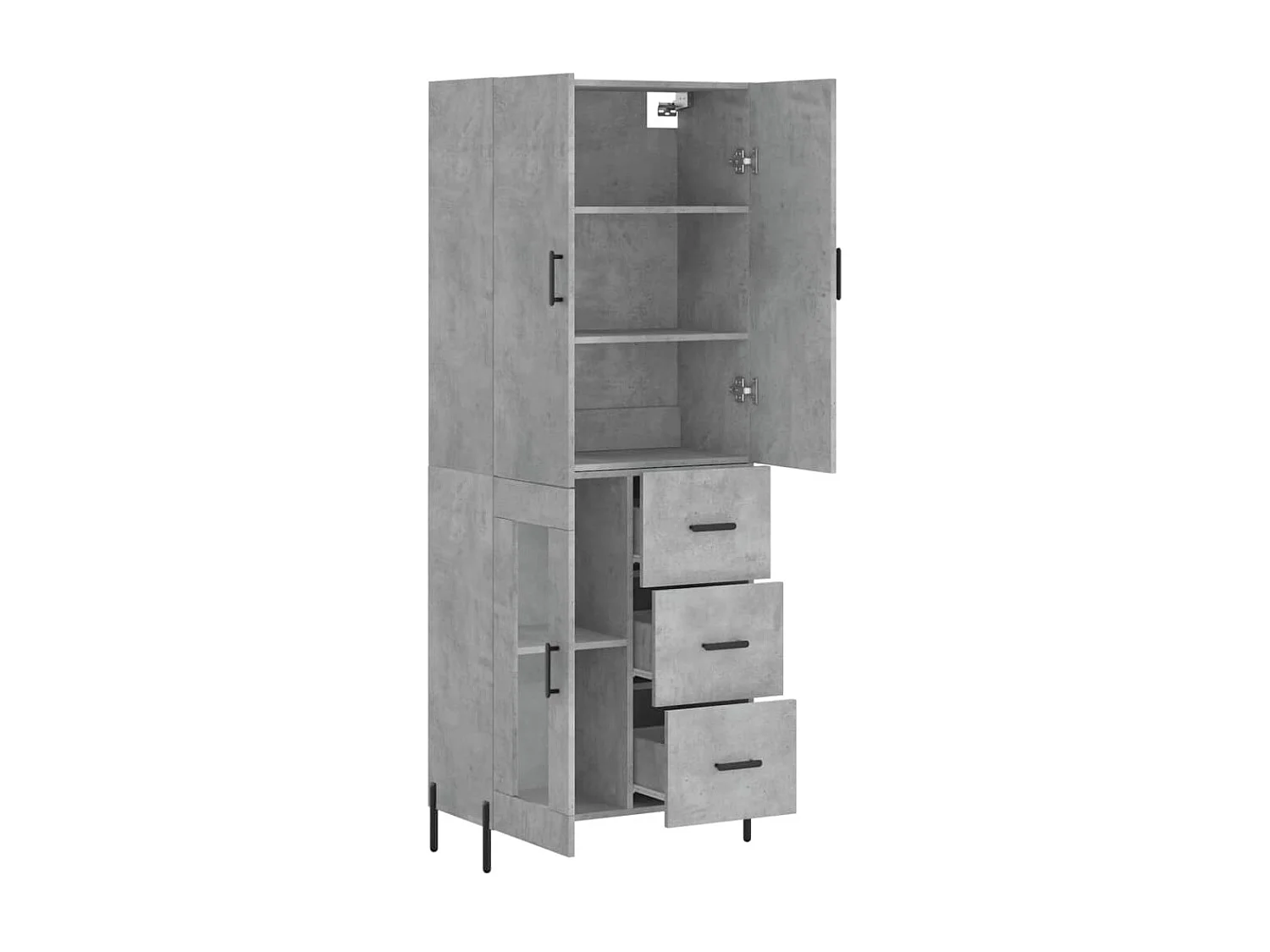 Buffet haut Gris béton 69,5x34x180 cm Bois d'ingénierie QWE38064