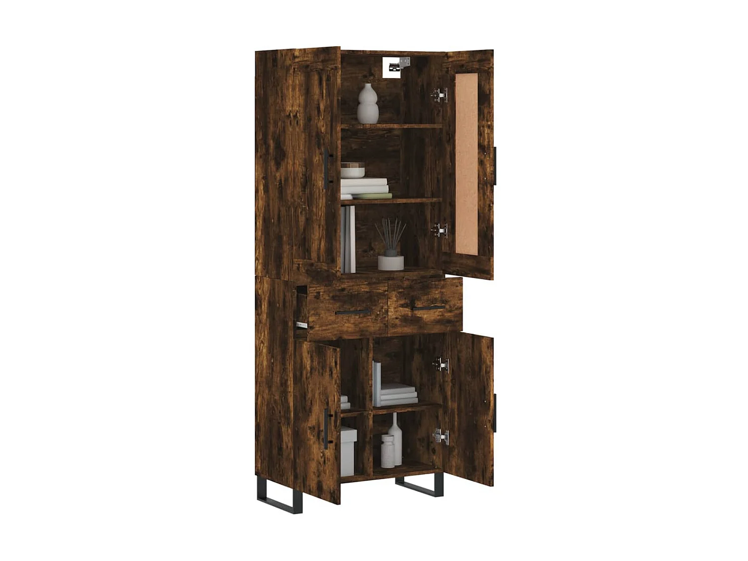 Buffet haut Chêne fumé 69,5x34x180 cm Bois d'ingénierie QWE46063