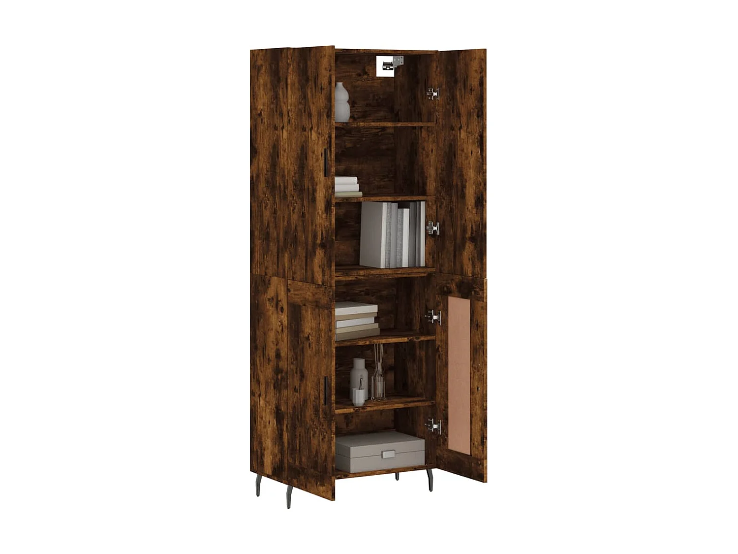 Hoge kast 69,5x34x180 cm bewerkt hout gerookt eikenkleurig NL90823