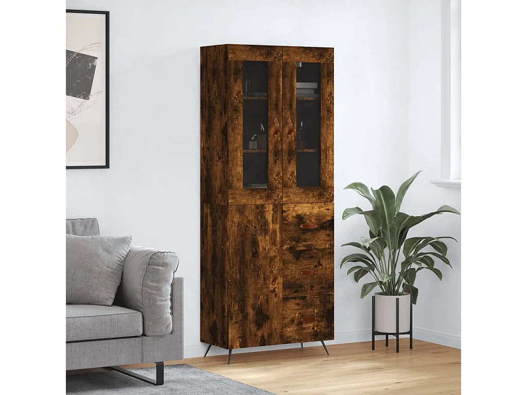 Highboard,Kommode Räuchereiche 69,5x34x180 cm Holzwerkstoff -gkd847359