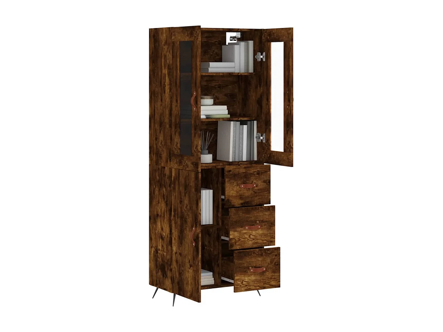 Highboard,Kommode Räuchereiche 69,5x34x180 cm Holzwerkstoff -gkd847359