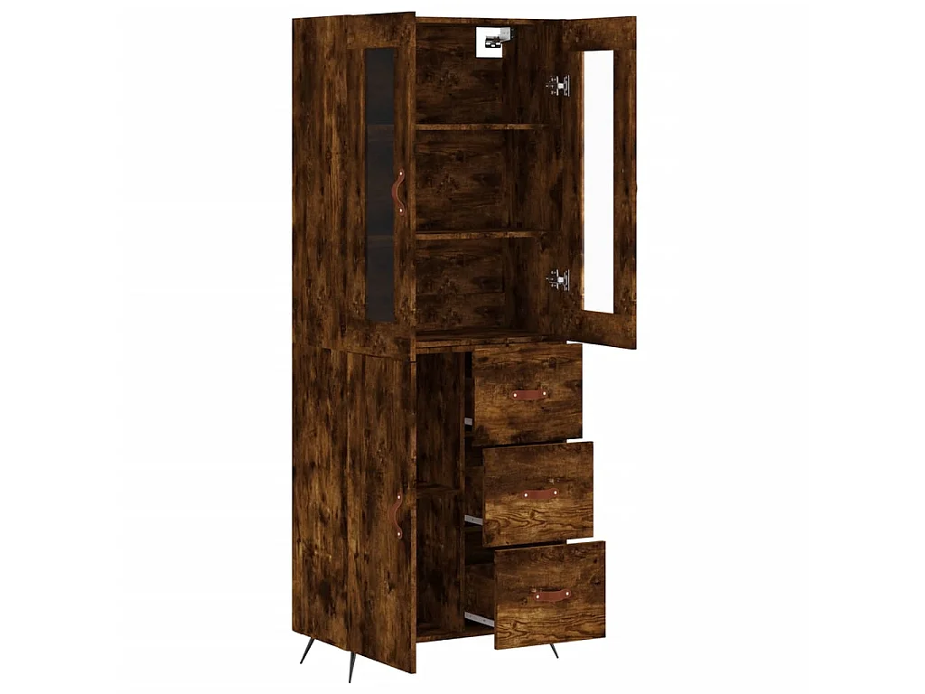 Highboard,Kommode Räuchereiche 69,5x34x180 cm Holzwerkstoff -gkd847359