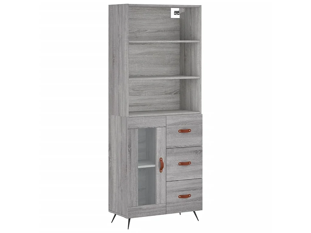 Buffet haut Sonoma gris 69,5x34x180 cm Bois d'ingénierie QWE71380