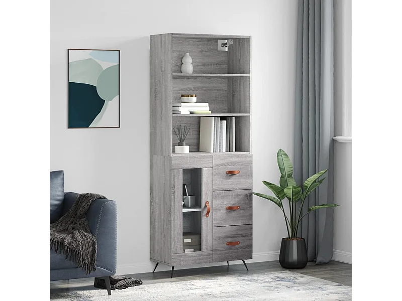 Buffet haut Sonoma gris 69,5x34x180 cm Bois d'ingénierie QWE71380
