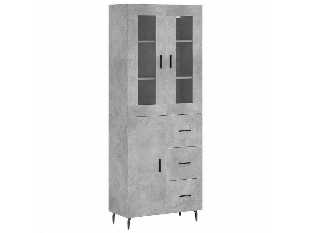 Highboard,Kommode Betongrau 69,5x34x180 cm Holzwerkstoff -gkd357681