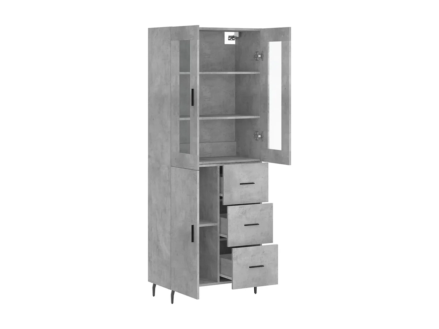 Highboard,Kommode Betongrau 69,5x34x180 cm Holzwerkstoff -gkd357681