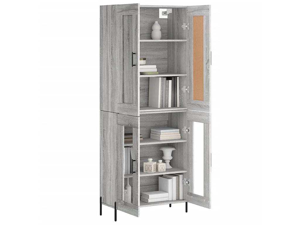 Highboard,Kommode Grau Sonoma 69,5x34x180 cm Holzwerkstoff -gkd324684
