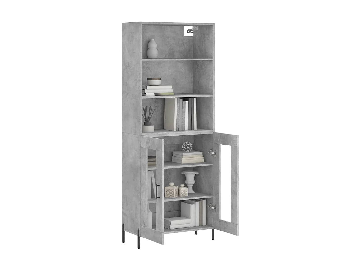 Highboard,Kommode Betongrau 69,5x34x180 cm Holzwerkstoff -gkd949988
