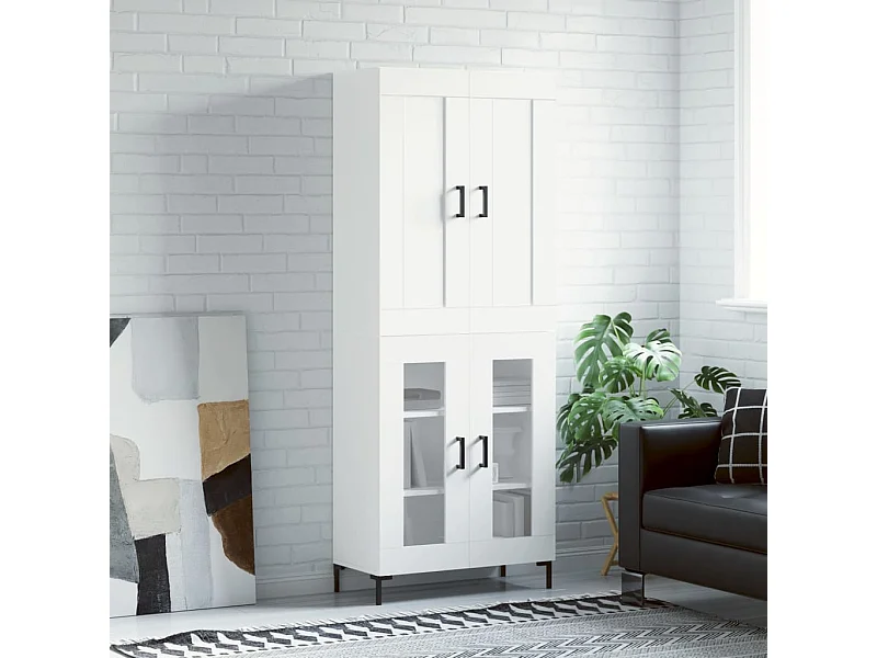 Aparador alto madera contrachapada blanco 69,5x34x180 cm ES38398