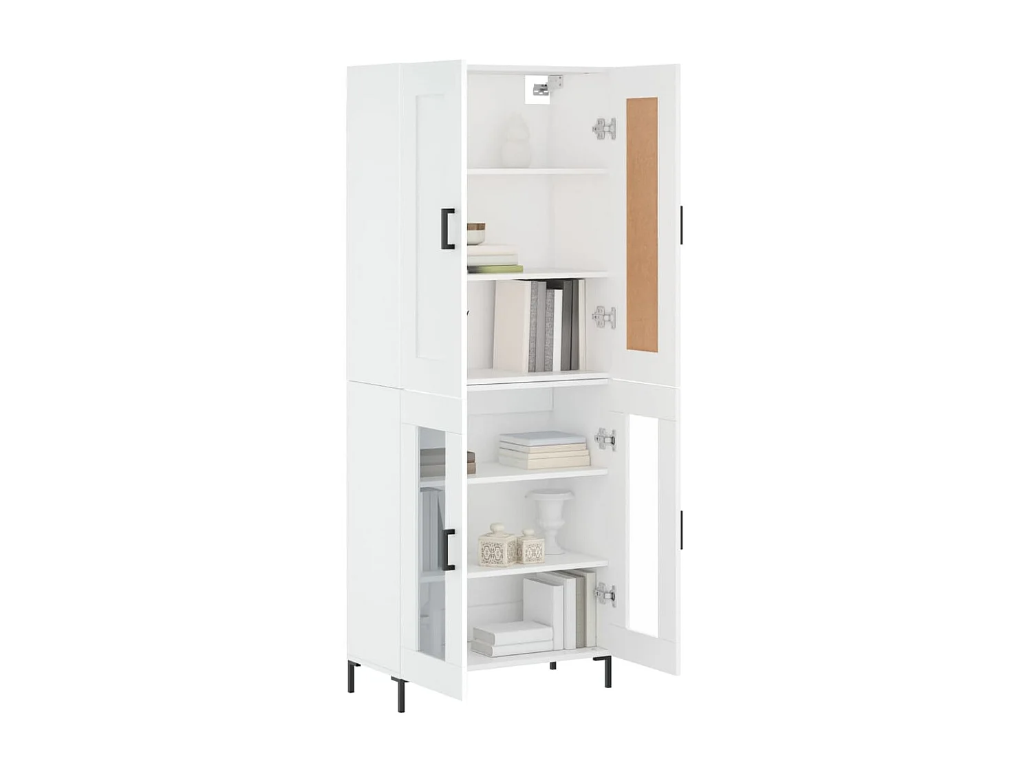 Aparador alto madera contrachapada blanco 69,5x34x180 cm ES38398