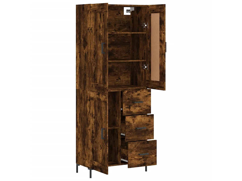 Buffet haut Chêne fumé 69,5x34x180 cm Bois d'ingénierie QWE98575