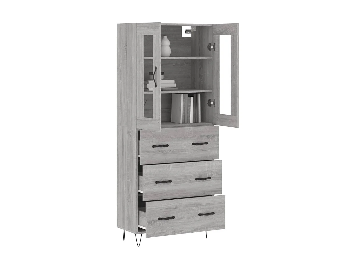 Buffet haut Sonoma gris 69,5x34x180 cm Bois d'ingénierie QWE65740