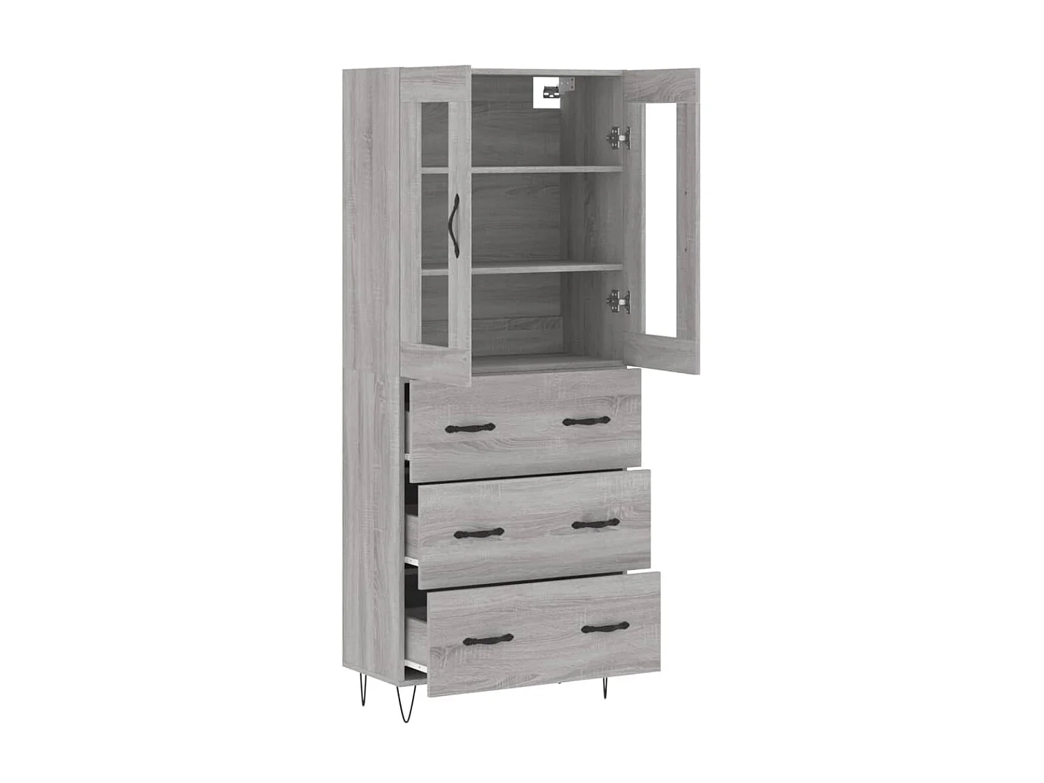 Buffet haut Sonoma gris 69,5x34x180 cm Bois d'ingénierie QWE65740