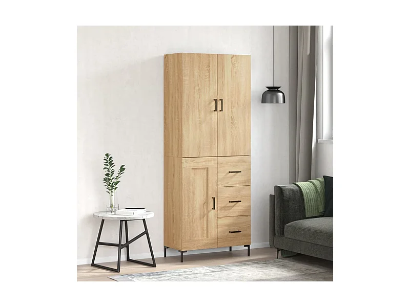 Buffet haut Chêne sonoma 69,5x34x180 cm Bois d'ingénierie QWE76042