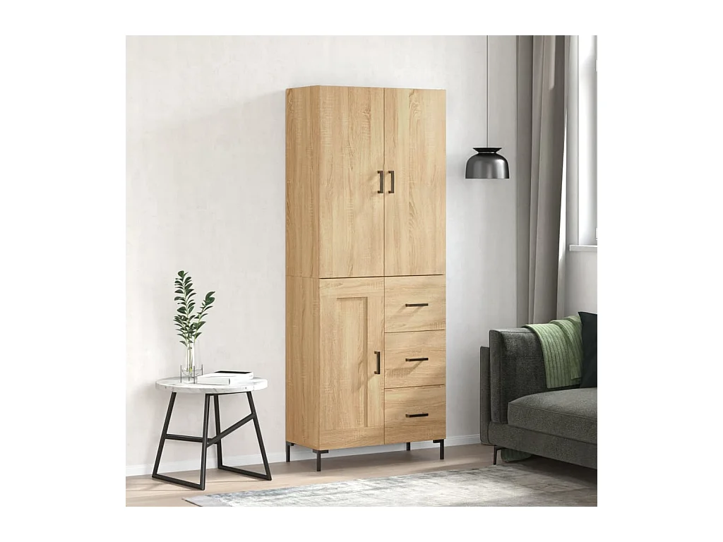 Aparador alto madera contrachapada color roble 69,5x34x180 cm ES84194