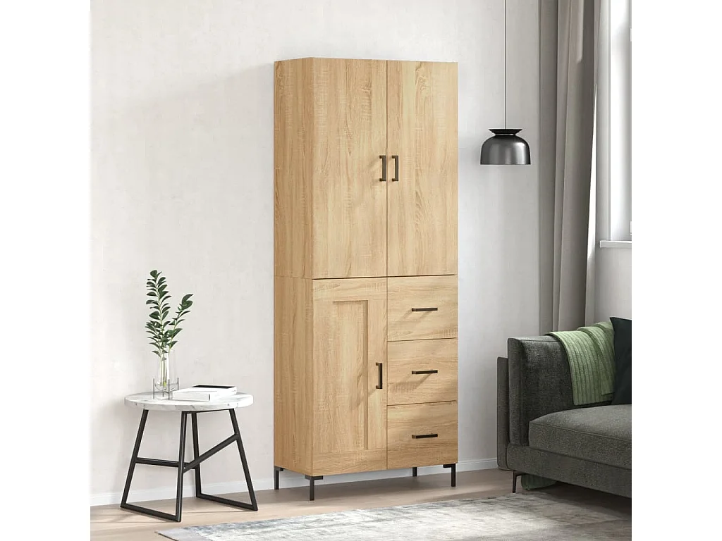 Highboard,Kommode Sonoma-Eiche 69,5x34x180 cm Holzwerkstoff -gkd200226
