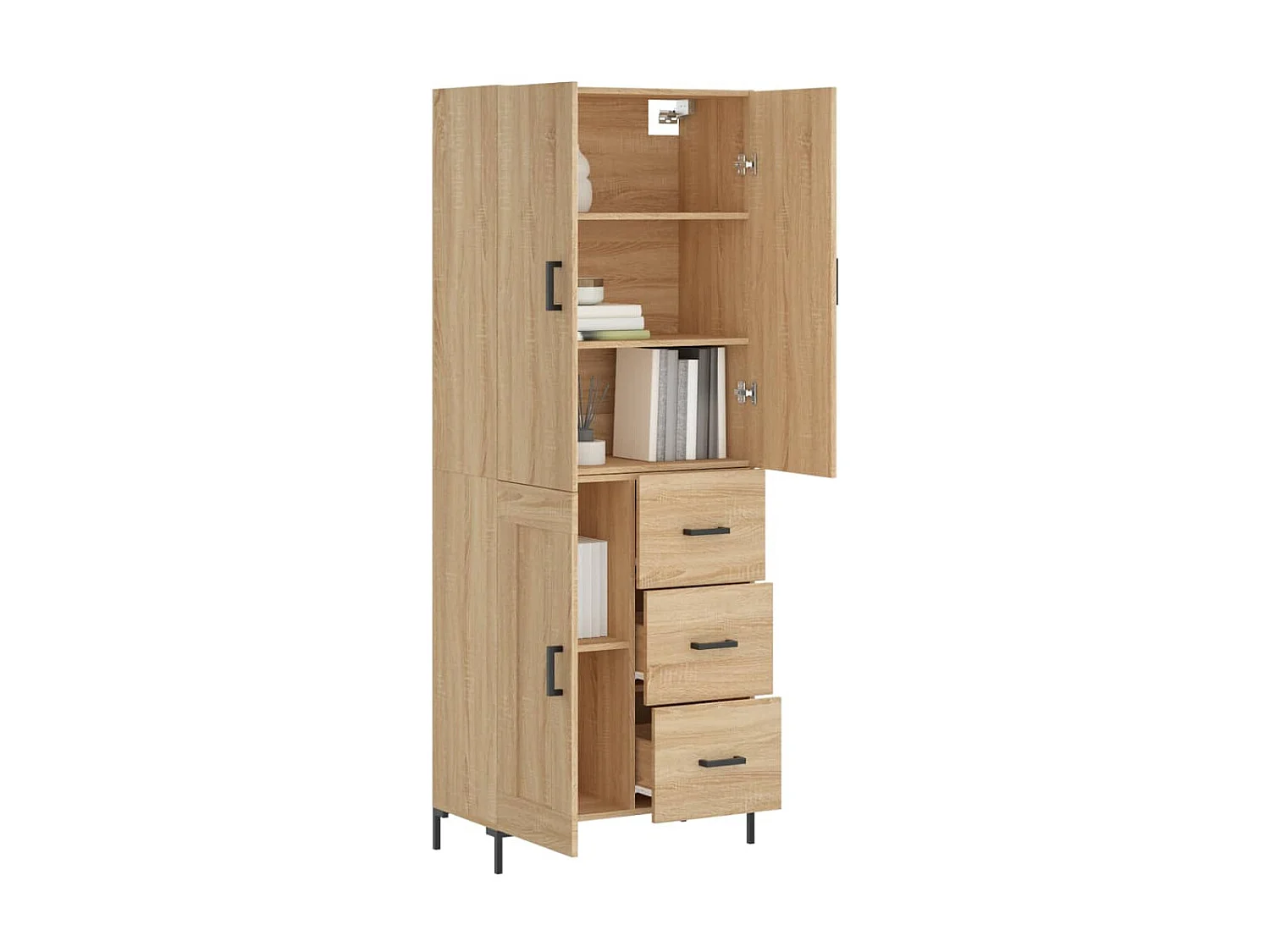 Highboard,Kommode Sonoma-Eiche 69,5x34x180 cm Holzwerkstoff -gkd200226