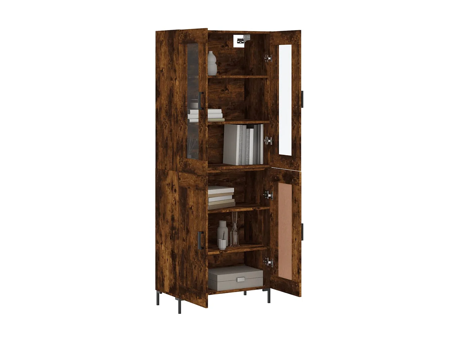 Buffet haut Chêne fumé 69,5x34x180 cm Bois d'ingénierie QWE54959