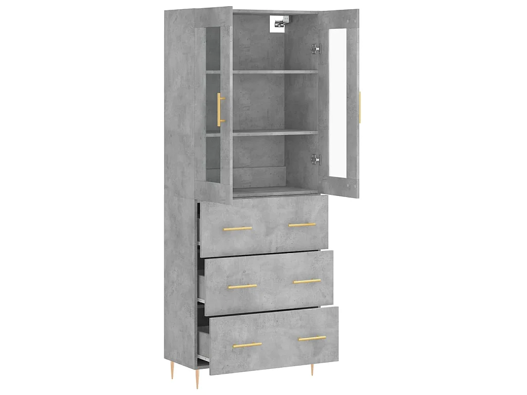 Highboard,Kommode Betongrau 69,5x34x180 cm Holzwerkstoff -gkd300116