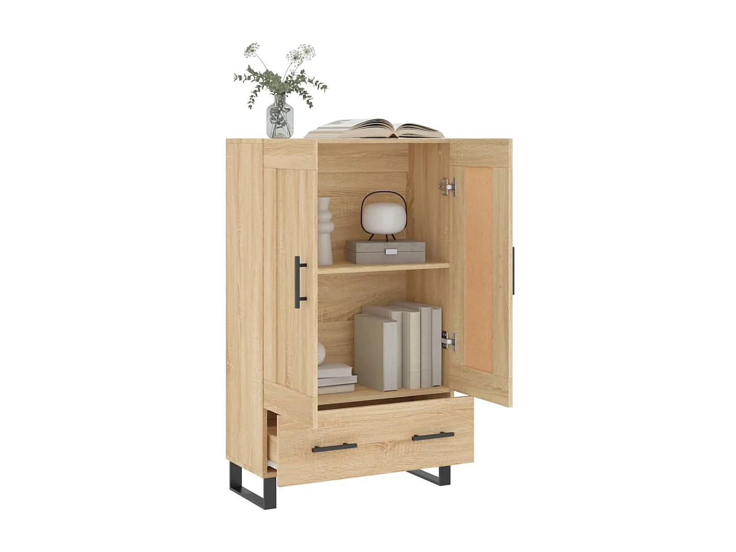 Buffet haut chêne sonoma 69,5x31x115 cm bois d'ingénierie QWE81470