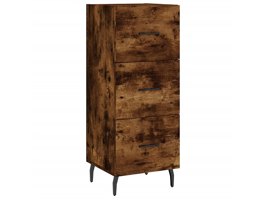 Hoge kast 34,5x34x180 cm bewerkt hout gerookt eikenkleurig NL98810