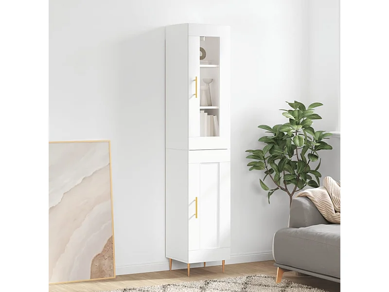 Highboard,Kommode Weiß 34,5x34x180 cm Holzwerkstoff -gkd615979