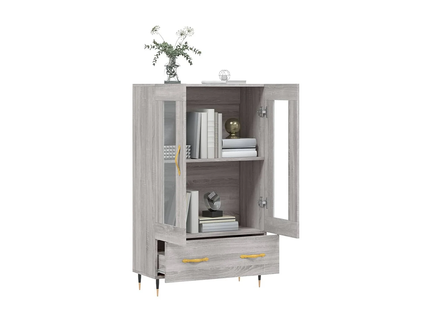 Buffet haut sonoma gris 69,5x31x115 cm bois d'ingénierie QWE87527